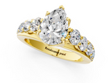 Yellow gold Pear Cut Diamond Engagement Ring with Pavé Band and Four-Prong Setting_16