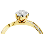Yellow gold Pear Cut Diamond Engagement Ring with Side Stone Accents and Four-Prong Setting_27