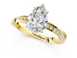 Yellow gold Pear Cut Diamond Engagement Ring with Side Stone Accents and Four-Prong Setting_62