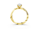 Yellow gold Pear Cut Diamond Engagement Ring with Side Stone Accents and Four-Prong Setting_64