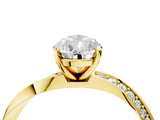 Yellow gold Pear Cut Diamond Engagement Ring with Side Stone Accents and Four-Prong Setting_65