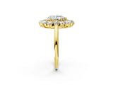 Yellow gold Pear Cut Diamond Floral Double Halo Engagement Ring with Prong Setting_37