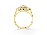 Yellow gold Pear Cut Diamond Floral Double Halo Engagement Ring with Prong Setting_38