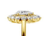 Yellow gold Pear Cut Diamond Floral Double Halo Engagement Ring with Prong Setting_40