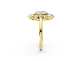 Yellow gold Pear Cut Diamond Floral Double Halo Engagement Ring with Prong Setting_79