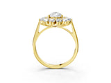 Yellow gold Pear Cut Diamond Floral Double Halo Engagement Ring with Prong Setting_80
