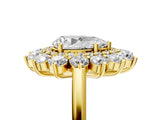 Yellow gold Pear Cut Diamond Floral Double Halo Engagement Ring with Prong Setting_82