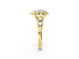 Yellow gold Pear Cut Diamond Floral Halo Engagement Ring with Shared Prong Setting 2