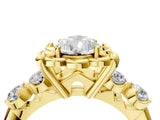 Yellow gold Pear Cut Diamond Floral Halo Engagement Ring with Shared Prong Setting 4