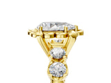 Yellow gold Pear Cut Diamond Floral Halo Engagement Ring with Shared Prong Setting 5