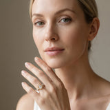 Yellow gold Pear Cut Diamond Floral Halo Engagement Ring with Shared Prong Setting_13