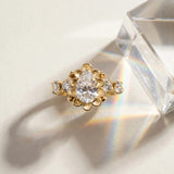 Yellow gold Pear Cut Diamond Floral Halo Engagement Ring with Shared Prong Setting_15