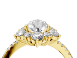 Yellow gold Pear Cut Diamond Floral Halo Pave Band with Prong Setting_39