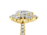 Yellow gold Pear Cut Diamond Floral Halo Pave Band with Prong Setting_40
