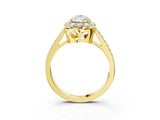 Yellow gold Pear Cut Diamond Floral Halo Ring with Pavé Band and Prong Setting_6