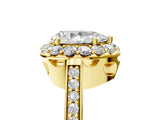 Yellow gold Pear Cut Diamond Floral Halo Ring with Pavé Band and Prong Setting_8