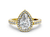 Yellow gold Pear Cut Diamond Halo Engagement Ring with Pavé Band and Prong Setting_30