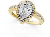 Yellow gold Pear Cut Diamond Halo Engagement Ring with Pavé Band and Prong Setting_31