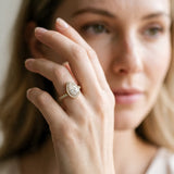 Yellow gold Pear Cut Diamond Halo Engagement Ring with Pavé Band and Prong Setting_44