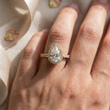Yellow gold Pear Cut Diamond Halo Engagement Ring with Pavé Band and Prong Setting_45