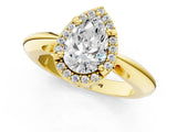 Yellow gold Pear Cut Diamond Halo Engagement Ring with Split Shank and Four-Prong Setting_89