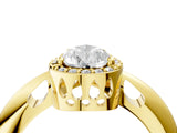 Yellow gold Pear Cut Diamond Halo Engagement Ring with Split Shank and Four-Prong Setting_92