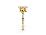 Yellow gold Pear Cut Diamond Halo Pave Band with Four-Prong Setting_6
