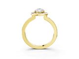 Yellow gold Pear Cut Diamond Halo Ring with Bezel Frame and Pavé Band_6