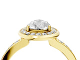Yellow gold Pear Cut Diamond Halo Ring with Bezel Frame and Pavé Band_7