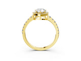 Yellow gold Pear Cut Diamond Halo Ring with Pavé Band and Four-Prong Setting_10