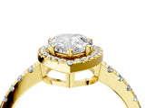 Yellow gold Pear Cut Diamond Halo Ring with Pavé Band and Four-Prong Setting_11
