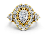 Yellow gold Pear Cut Diamond Halo Ring with Pavé Band and Four-Prong Setting_41