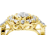 Yellow gold Pear Cut Diamond Halo Ring with Pavé Band and Four-Prong Setting_45