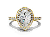 Yellow gold Pear Cut Diamond Halo Ring with Pavé Band and Four-Prong Setting_7