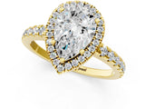 Yellow gold Pear Cut Diamond Halo Ring with Pavé Band and Four-Prong Setting_8