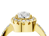 Yellow gold Pear Cut Diamond Halo Ring with Pavé Band and Prong Setting_11