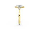 Yellow gold Pear Cut Diamond Halo Ring with Pear Side Stones and Prong Setting_59