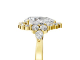 Yellow gold Pear Cut Diamond Halo Ring with Pear Side Stones and Prong Setting_62