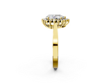 Yellow gold Pear Cut Diamond Halo Ring with Round Brilliant Halo and Solitaire Band_106