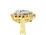 Yellow gold Pear Cut Diamond Halo Ring with Round Brilliant Halo and Solitaire Band_109