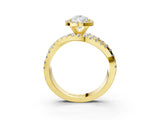 Yellow gold Pear Cut Diamond Halo Ring with Round Split Shank and Prong Setting_39