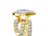 Yellow gold Pear Cut Diamond Halo Ring with Round Split Shank and Prong Setting_41