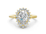 Yellow gold Pear Cut Diamond Halo Ring with Solitaire Band and Prong Setting_66
