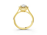 Yellow gold Pear Cut Diamond Halo Ring with Solitaire Band and Prong Setting_69