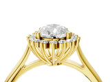 Yellow gold Pear Cut Diamond Halo Ring with Solitaire Band and Prong Setting_70