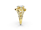 Yellow gold Pear Cut Diamond Halo Ring with Split Shank and Bezel Accents and Four-Prong Setting_15