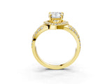 Yellow gold Pear Cut Diamond Halo Ring with Split Shank and Bezel Accents and Four-Prong Setting_16