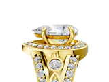 Yellow gold Pear Cut Diamond Halo Ring with Split Shank and Bezel Accents and Four-Prong Setting_18