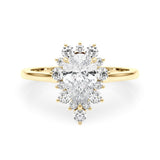 Yellow gold Pear-Cut Diamond Halo Solitaire Ring with Round Brilliant Halo and Prong Setting 1