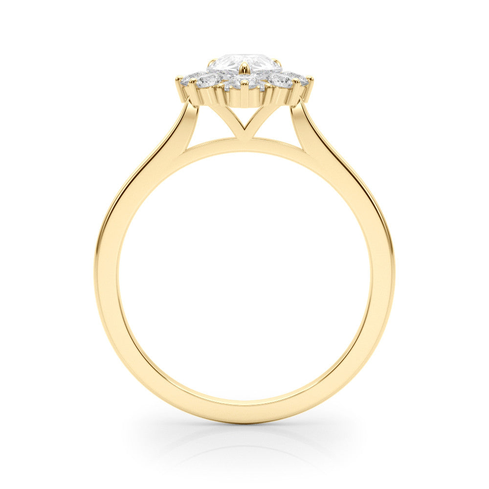 Yellow gold Pear-Cut Diamond Halo Solitaire Ring with Round Brilliant Halo and Prong Setting 2